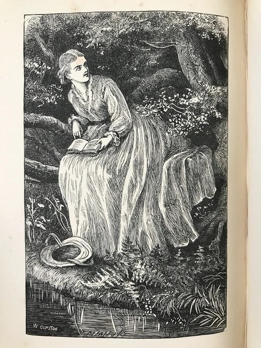 特装本！约19世纪后期 坎贝尔诗集 9幅版画插图 全真皮精装36开 商品图14