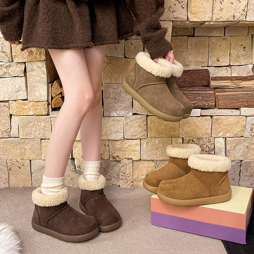 【小土豆勃肯雪地靴】加厚保暖内里 柔软亲肤 舒适不磨脚 防滑大底 雪天出行无忧 简约百搭 修饰腿型 跟高3CM 帮高10CM X36 商品图0