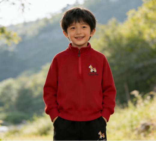 🧨【枳芽儿童刺绣款加绒新年款卫衣套装系列】🧨 红红火火感觉一下子过年了耶，儿童新年中国年服来啦❗❗ 马年穿红运，🔺新年服爆款来啦❗️这套儿童年服直接把新年仪式感拉满～ 商品图0