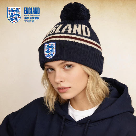 【官方正版】英格兰国 家队 | 字母毛线帽蓝白色复古针织帽 商品图4