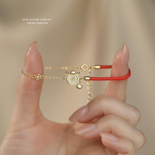 【钱币小马】S925纯银钱币招财本命年红绳手链【YXS-YL0126】 商品图1