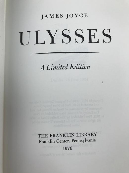 限量版！詹姆斯・乔伊斯《尤利西斯》 配插图 富兰克林图书馆豪华皮装本 商品图2