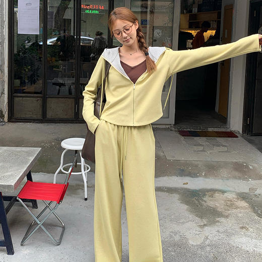 【专柜品质】撞色连帽卫衣运动套装 秋冬时尚显瘦气质拉链开衫两件套 商品图6