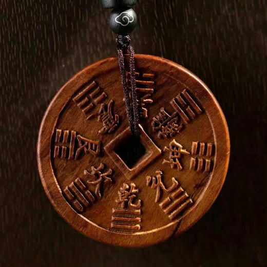 雷击木山鬼花钱吊坠古玩枣木挂件朱砂平安钥匙扣饰品 商品图3