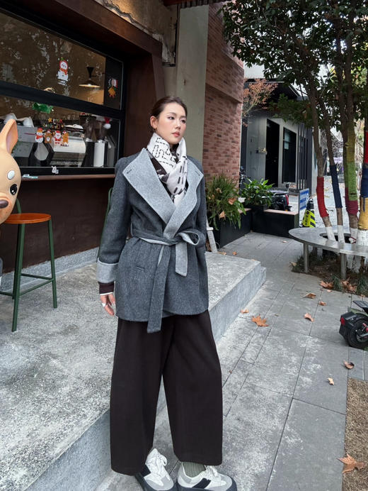 【灰的AB面】噢蜜ooomeooo双色手工10羊绒大衣 商品图6