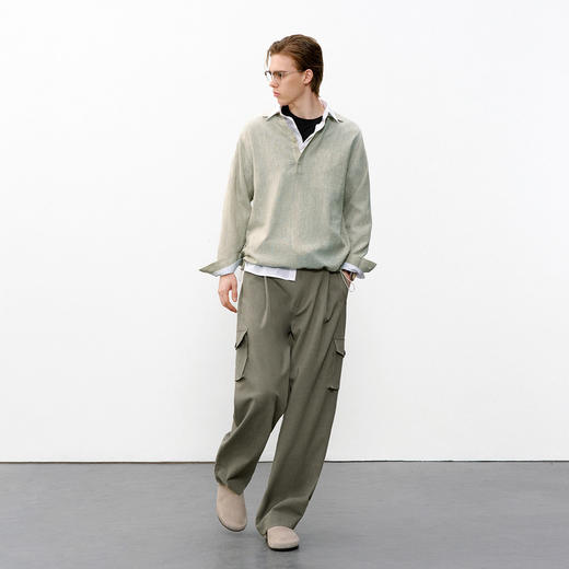 714street轻薄透气褶皱感cleanfit长袖POLO衫2026春季老钱衬衫男 商品图4