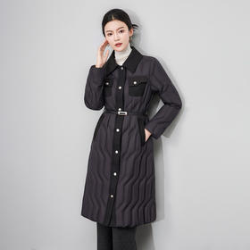轻奢90白鹅绒修身显瘦腰带过膝长款羽绒服防风保暖WLZD2514407