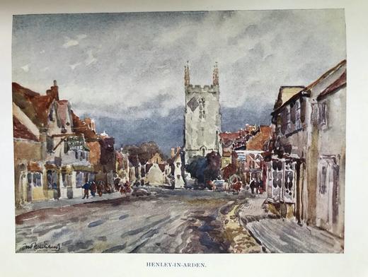 1922年 沃里克郡：莎士比亚的故土 32幅水彩画插图 漆布精装32开 商品图6