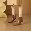 【预售7天】法式尖头细跟时装短靴新款真皮金属扣气质高跟靴&SR201 商品缩略图4