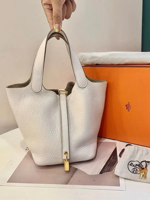 爱马仕 奶昔白 togo皮  菜篮子18 手提包 商品图0