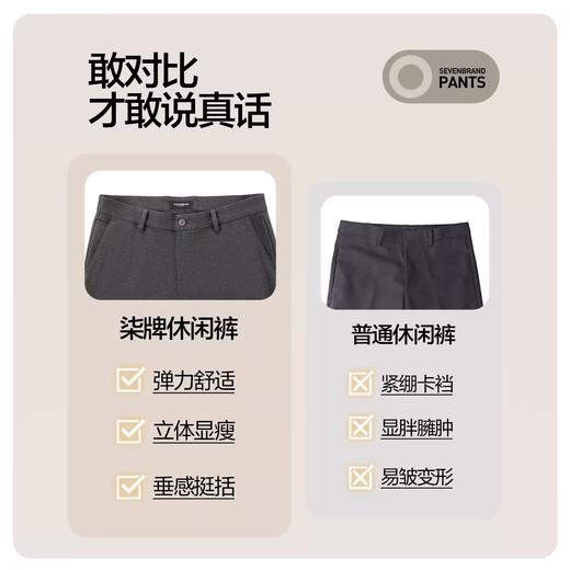 【含羊毛】柒牌休闲裤秋季新款男士提花修身直筒长裤商务保暖裤子129H73020 商品图3