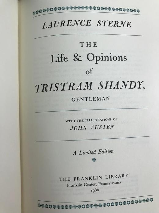限量版！劳伦斯・斯特恩《项狄传》 配插图 富兰克林图书馆豪华皮装本 商品图2