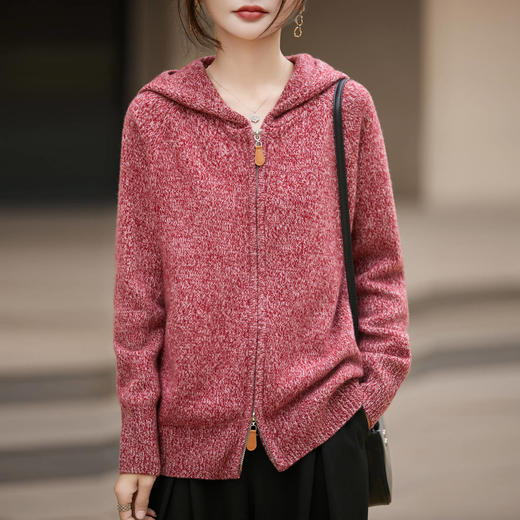丁摩 法式松弛感连帽100纯羊毛针织开衫  JJ-159 商品图0
