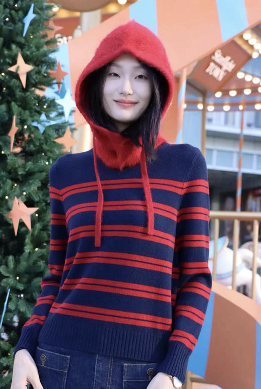 1229-1跨年极限特惠 渠道货 小禾女士新年系列 红色条纹 针织毛衣 商品图6