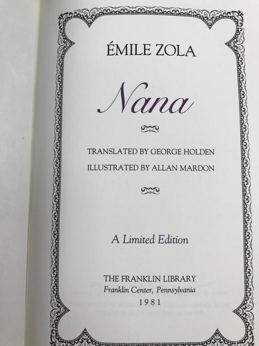 限量版！埃米尔・左拉《娜娜》 配插图 富兰克林图书馆豪华皮装本 商品图2