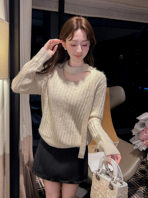 张心子【甜茶派对】高级感拼接毛毛半身裙 U2601024 商品图1