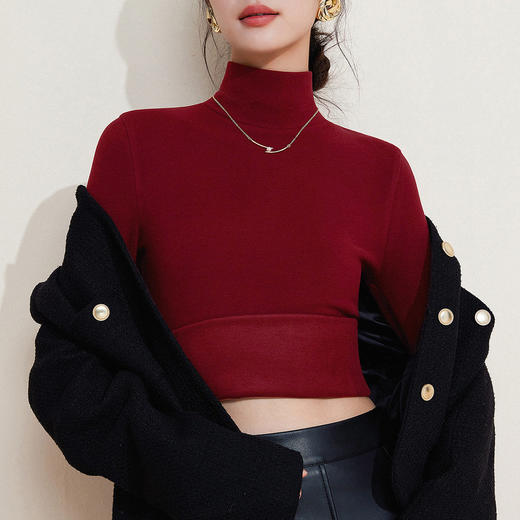 「自j」全新升级【铂金会员119/天猫159/差价40】(00345)洛诗琳高领双面极暖绒打底衫2025秋冬新款加绒加厚打底上衣 商品图1