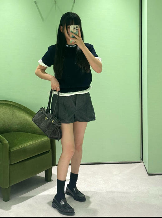 普拉达 最新款 水晶领短袖针织衫(KX*MM) 商品图3