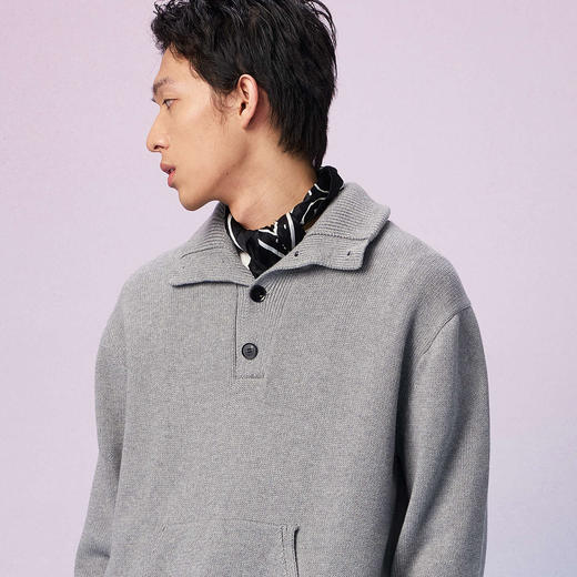 NPC潮牌半开襟翻领毛衣男宽松休闲上衣秋季上新NP57SW36 商品图2