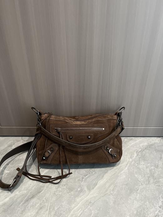 巴黎世家  新款限定色 麂皮深咖色 饭盒包（LZ） 商品图0