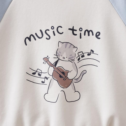 马克珍妮猫咪音乐家男童撞色软卫衣2026年春装新款560027 商品图3