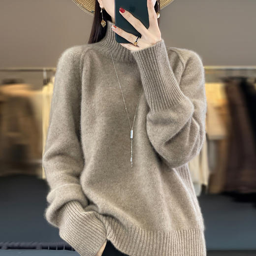 佰威斯利时尚爆款高领针织打底衫女新款洋气宽松加厚大码女装秋冬毛衣m-6xl 商品图1