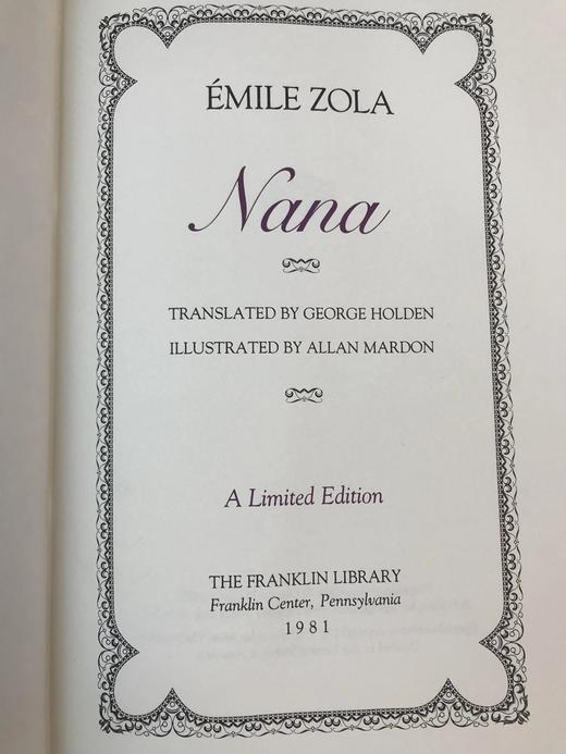 限量版！埃米尔・左拉《娜娜》 配插图 富兰克林图书馆豪华皮装本 商品图2
