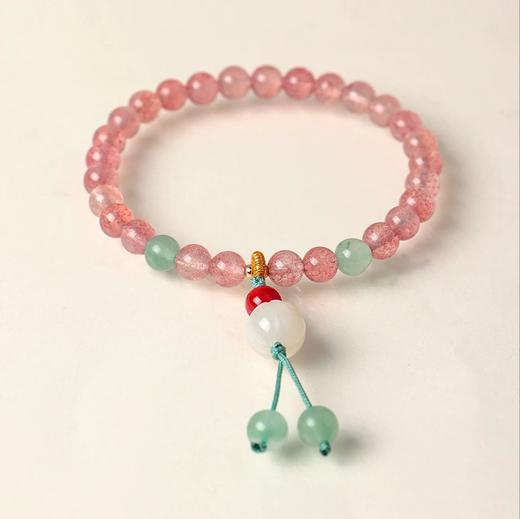 【福运草莓晶手串】敦煌小众天然草莓晶手链女新中式高级感粉色水晶手串 商品图5