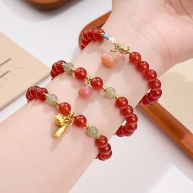 【红玛瑙手串】敦煌福泽新年红红玛瑙手链柿柿如意本命年好运能量玛瑙手串