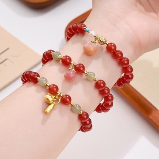 【红玛瑙手串】敦煌福泽新年红红玛瑙手链柿柿如意本命年好运能量玛瑙手串 商品图0