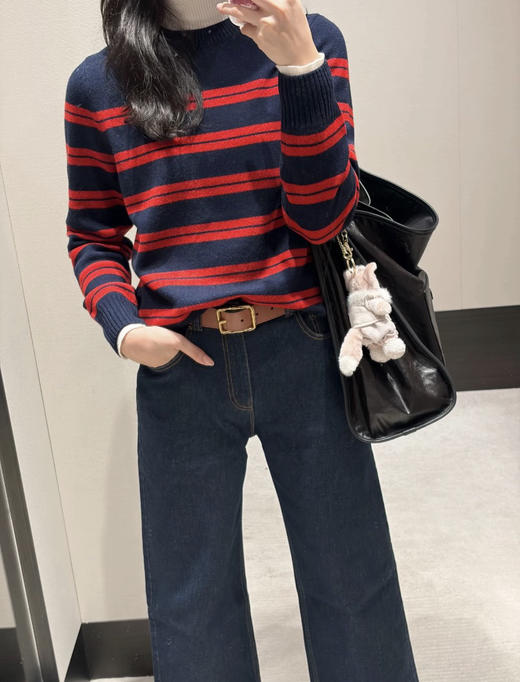 1229-1跨年极限特惠 渠道货 小禾女士新年系列 红色条纹 针织毛衣 商品图3