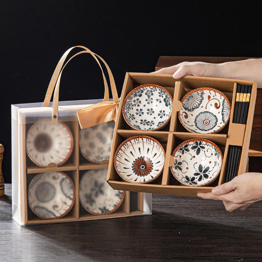 【和风韵味创意搭配❗️款款精致美观搭配精美礼盒】日式陶瓷餐具礼盒装碗具碗碟套裝家用商务礼品开业活动小礼品。jb 商品图0