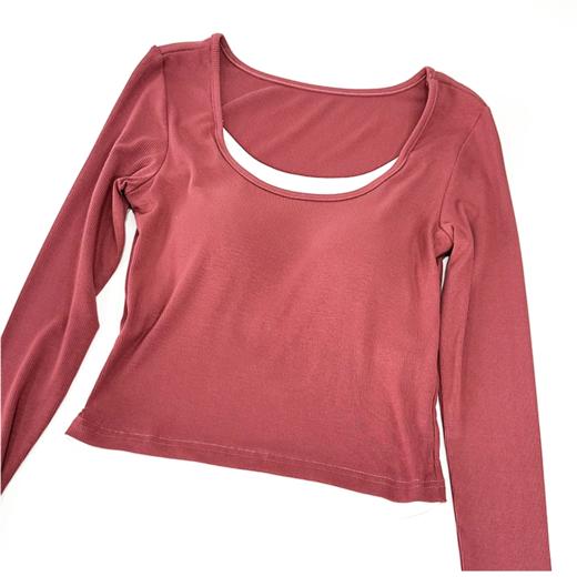 壁虎瑜伽【2512SY469】带胸垫螺纹假两件长袖 （5天发货） 商品图4