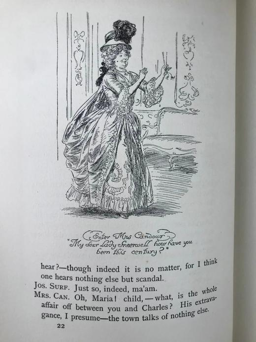 约20世纪早期 谢里丹《造谣学校》 休·汤姆森25幅彩色手工贴图 漆布精装16开 商品图14