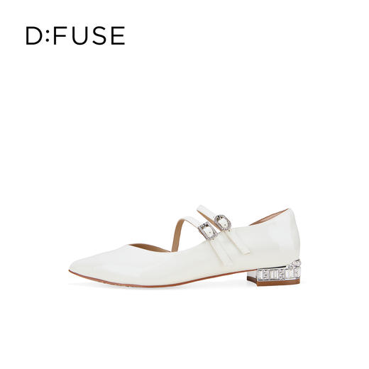 Dfuse迪芙斯2026春季新款尖头双条带钻口亮面漆皮单鞋平跟鞋DFE1114022 商品图8