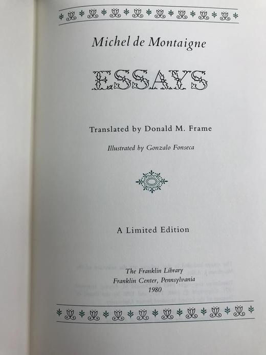 限量版！蒙田《蒙田随笔集》 配插图 富兰克林图书馆豪华皮装本 商品图2