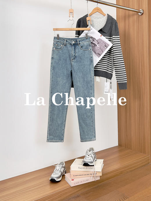 专柜实拍【人生小脚裤】拉夏贝尔/La Chapelle单扣弧形口袋小脚牛仔裤女修身小个子时尚休闲长裤 商品图0