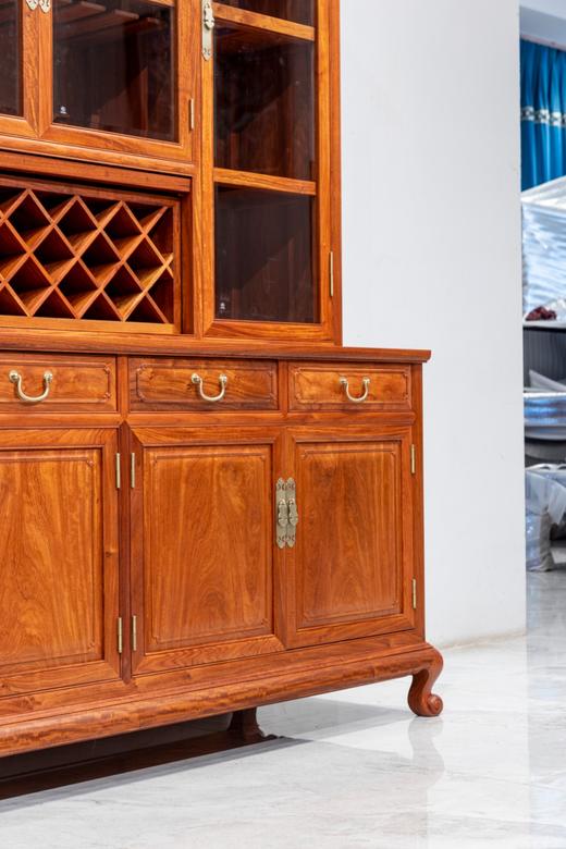 红桥红  家具严选  缅甸花梨（大果紫檀）【210 四门四抽屉 酒柜】 商品图5