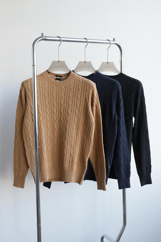 B0SS 绞花针织初剪羊毛和羊绒混纺毛衣 MY146 商品图3