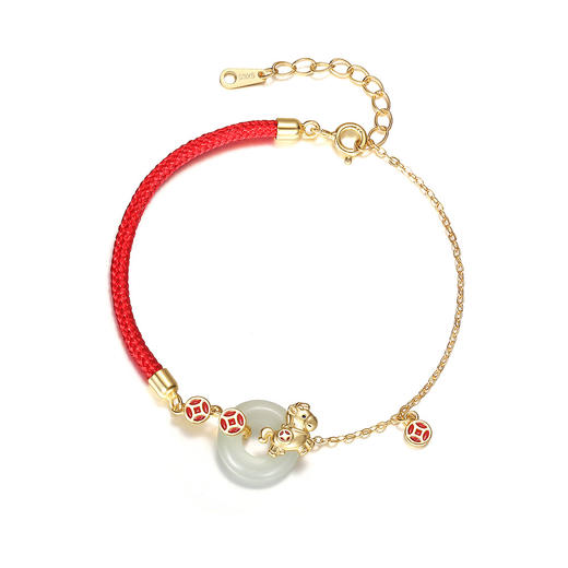 【马上有钱】S925纯银小马平安扣红绳手链【YXS-YL0137】 商品图4