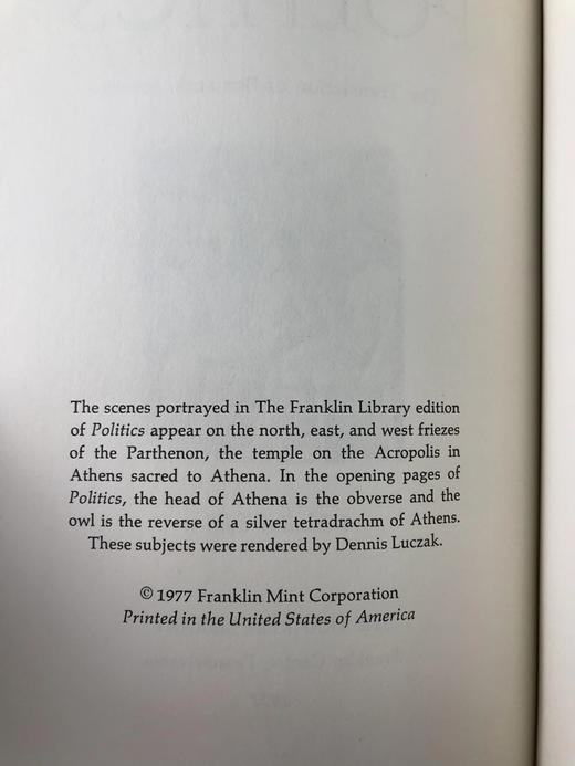 限量版！亚里士多德《政治学》 配插图 富兰克林图书馆豪华皮装本 商品图3