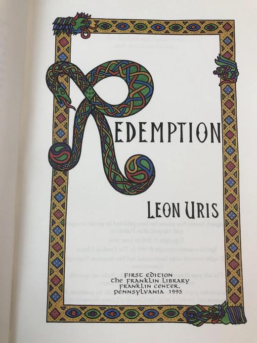 签名首版！利昂・尤里斯《救赎》 富兰克林图书馆豪华皮装本 商品图3