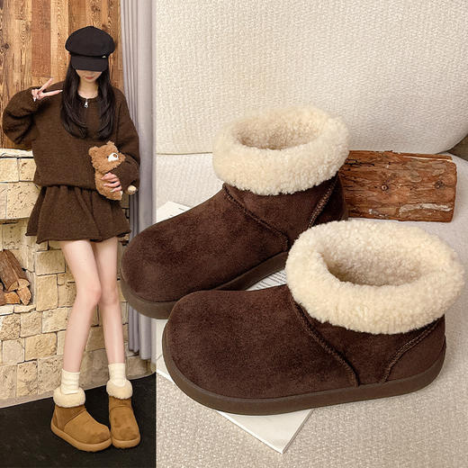 【小土豆勃肯雪地靴】加厚保暖内里 柔软亲肤 舒适不磨脚 防滑大底 雪天出行无忧 简约百搭 修饰腿型 跟高3CM 帮高10CM X36 商品图6