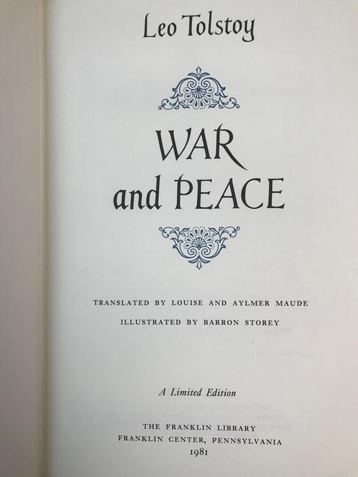 限量版！含藏书票 列夫・托尔斯泰《战争与和平》 配插图 富兰克林图书馆豪华皮装本 商品图3