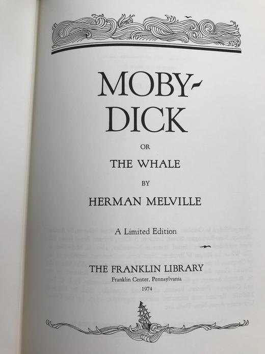 限量版！含藏书票 赫尔曼・梅尔维尔《白鲸》 配插图 富兰克林图书馆豪华皮装本 商品图3