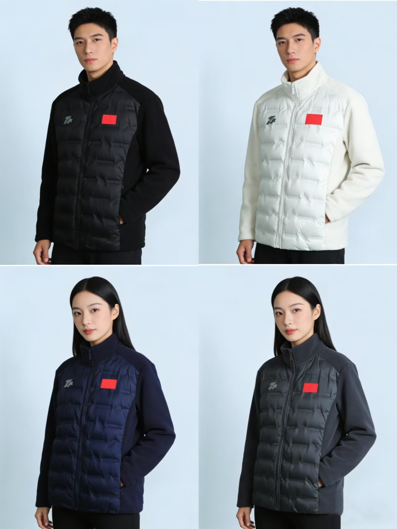 【25立领羽绒服】加绒款90鸭绒男女同款羽绒服摇粒绒保暖外套03h