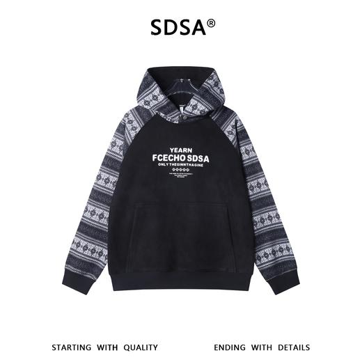 WY1575SDSA男士秋冬新款痞帅男装美式拼接趣味条纹印花字母连帽卫衣百搭 商品图1