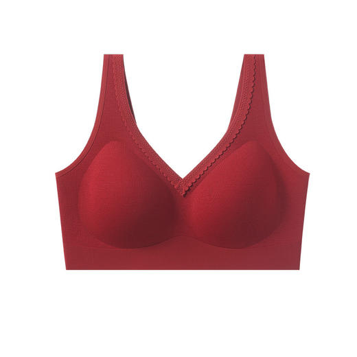 雀说 礼盒装本命年红色内衣套装女无痕美背心式聚拢收副乳舒适文胸533 商品图4