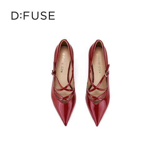 Dfuse迪芙斯2026春季新款尖头交叉带亮面漆皮细高跟鞋DFE1111005 商品图14