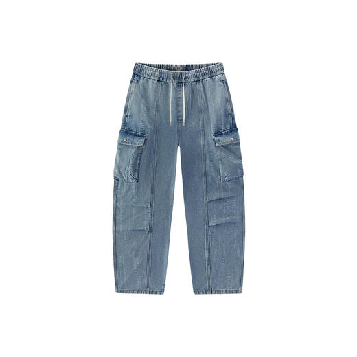 商场同款|森马牛仔裤男春季工装束腰机能长裤2026新款宽松弧形裤 商品图4